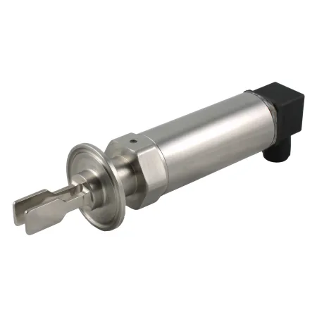 Вибрационный датчик предельного уровня жидкостей, -40 +150°С, Pmax=40 bar, 12 - 55 VDC, IP65, соединение - Clamp DN40, удлинение 40 мм, нерж. сталь 316L, электрополировка зондов, шероховатость ≤ 0,6 мкм, выход PNP/NPN, разъем DIN 43650